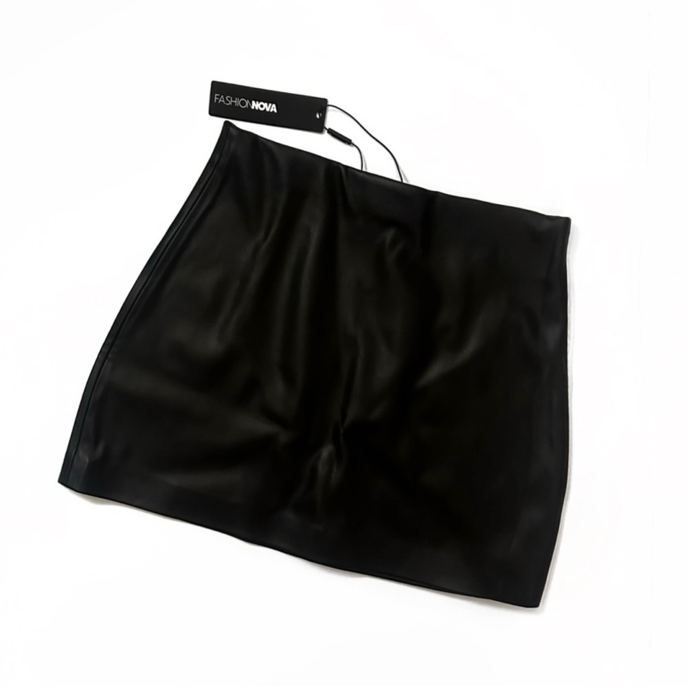 FASHION NOVA Black Faux Leather Mini Skirt